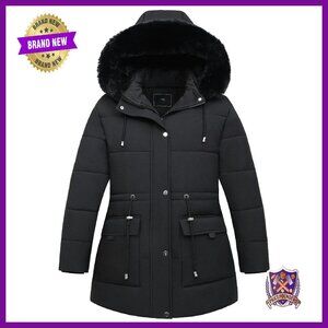Plus Size Down Parka Jacket Waterproof Windproof Detachable Hood Winter Warmth